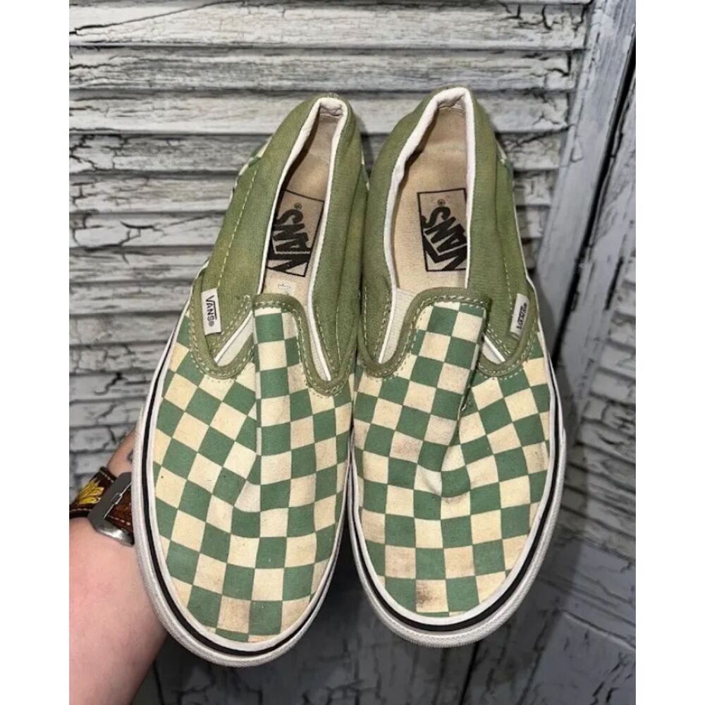 Women's Green Checkered Vans Size 6.5